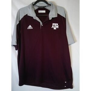 Adidas Texas A&M Aggies Mens XL Polo Shirt Maroon Gray Climalite Performance